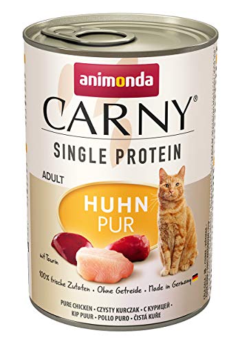 animonda Carny Adult Single Protein Huhn pur (6 x 400 g), Katzennassfutter mit nur einer Proteinquelle, Nassfutter für ausgewachsene Katzen, Katzenfutter ohne Getreide und Zucker von animonda Carny