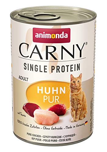 Carny Katzen Nassfutter Single ProteinHuhn pur (6 x 400 g), Katzen Nassfutter mit nur einer Proteinquelle von animonda, Katzenfutter für ausgewachsene Katzen von animonda Carny