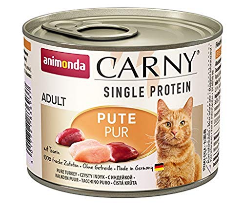 Carny Single Protein Katzenfutter Nass, Nassfutter für Katzen, Pute, 6 x 200g von animonda Carny