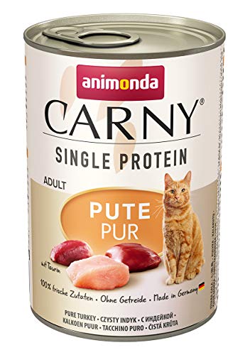 Carny Single Protein Katzenfutter Nass, Nassfutter für Katzen, Pute, 6 x 400g von animonda Carny