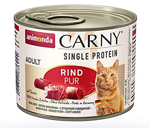 Carny Single Protein Katzenfutter Nass, Nassfutter für Katzen, Rind, 6 x 200g von animonda Carny