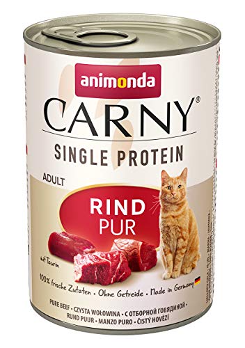 Carny Single Protein Katzenfutter Nass, Nassfutter für Katzen, Rind, 6 x 400g von animonda Carny