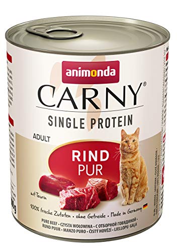 Carny Single Protein Katzenfutter Nass, Nassfutter für Katzen, Rind, 6 x 800g von animonda Carny