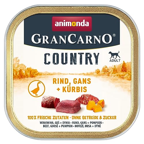 animonda GranCarno Country Nassfutter in Schale für erwachsene Hunde mit Rind, Gans + Kürbis 150 g von animonda GranCarno