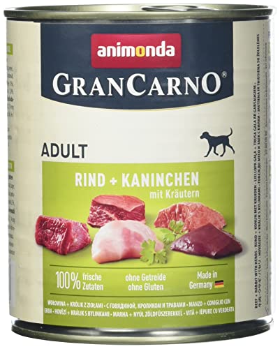 animonda GranCarno Hundefutter, Nassfutter für erwachsene Hunde, verschiedene Sorten 6 x 800 g Kaninchen+Kräutern von Grancarno