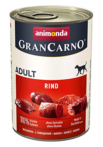 GranCarno Hunde Nassfutter mit Rind pur (6 x 400 g), Hundefutter nass ohne Getreide und Zucker von animonda, für ausgewachsene Hunde, mit frischen fleischlichen Zutaten von Grancarno