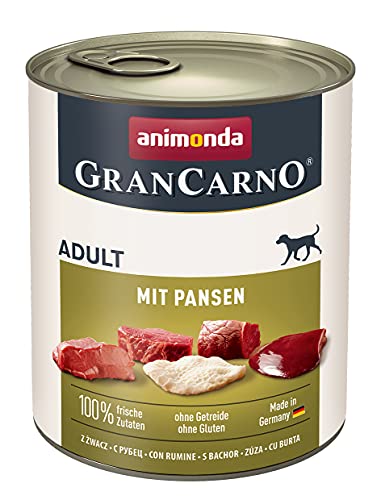 animonda GranCarno Adult Hundefutter nass, Nassfutter für Erwachsene Hunde, mit Pansen, 6 x 800g von Grancarno