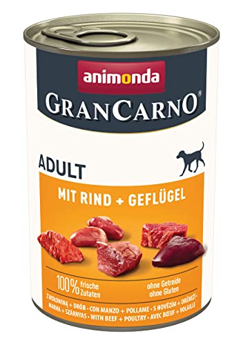 animonda GranCarno Adult Nassfutter für Hunde, HundeNassfutter für erwachsene Hunde, mit Rind + Geflügel 12 x 400g von animonda GranCarno