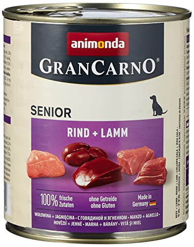 animonda GranCarno Senior Rind + Lamm (6 x 800 g), Hunde Nassfutter für ältere Hunde ab 7 Jahren, Nassfutter für Hunde mit 100 % frischen Zutaten, Senior Hundefutter ohne Getreide von animonda Vom Feinsten