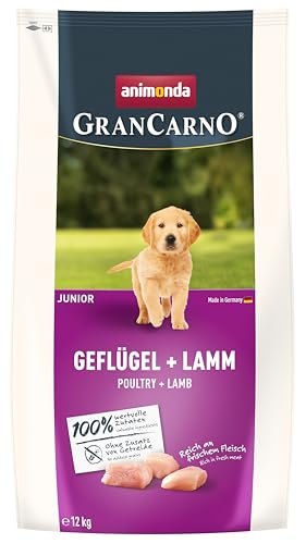 GranCarno Trockenfutter Junior Geflügel + Lamm (1 x 12kg), Premium Futter ohne Getreide für Junge heranwachsende Hunde von animonda von Grancarno