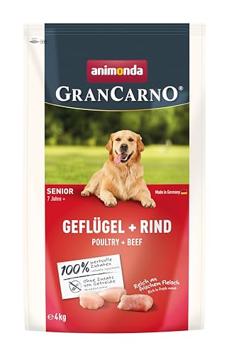 GranCarno Trockenfutter Senior Geflügel + Rind (1 x 4kg), Premium Futter ohne Getreide für ältere Hunde ab 7 Jahren von animonda von Grancarno