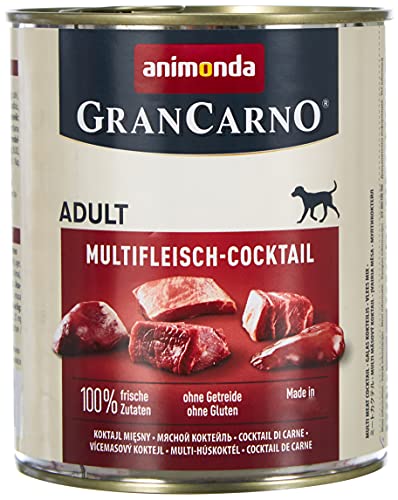 animonda GranCarno Hundefutter, Nassfutter für erwachsene Hunde, verschiedene Sorten 6 x 800 g Multi-Fleischcocktail von Grancarno