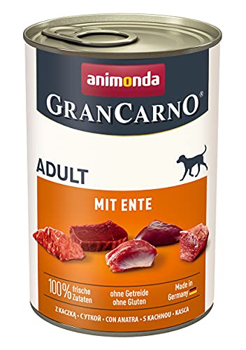 GranCarno Hunde Nassfutter mit Ente (6 x 400g), Hundefutter nass ohne Getreide und Zucker von animonda, für ausgewachsene Hunde, mit frischen fleischlichen Zutaten von Grancarno