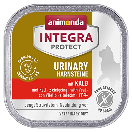 animonda Vom Feinsten Integra Protect Adult Urinary Struvitstein Nassfutter Katze, hochwertiges Premiere Katzenfutter Nass getreidefrei, Diätfuttermittel für Katzen, mit Kalb, 16 x 100g von Animonda Integra Protect