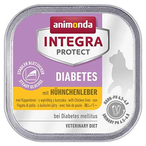 animonda INTEGRA PROTECT Katzenfutter nass Diabetes Hühnchenleber (16 x 100g), vom Tierarzt empfohlen bei Diabetes mellitus, mit Veterinären entwickeltes Diätalleinfutter für erwachsene Katzen von Animonda Integra Protect