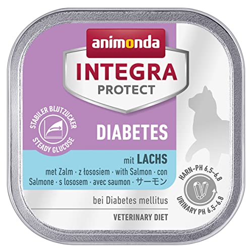 animonda INTEGRA PROTECT Katzenfutter nass Diabetes Lachs (16 x 100g), vom Tierarzt empfohlen bei Diabetes mellitus, mit Veterinären entwickeltes Diätalleinfutter für erwachsene Katzen von Animonda Integra Protect