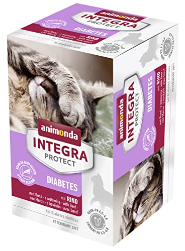 animonda INTEGRA PROTECT Katzenfutter nass Diabetes Rind (6 x 100g), vom Tierarzt empfohlen bei Diabetes mellitus, mit Veterinären entwickeltes Diätalleinfutter für erwachsene Katzen von Animonda Integra Protect