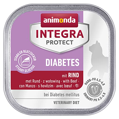 animonda INTEGRA PROTECT Katzenfutter nass Diabetes Rind (16 x 100g), vom Tierarzt empfohlen bei Diabetes mellitus, mit Veterinären entwickeltes Diätalleinfutter für erwachsene Katzen von Animonda Integra Protect