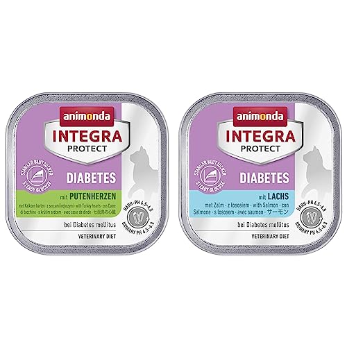 Animonda Integra Protect Diabetes Katze, Diät Katzenfutter, Nassfutter bei Diabetes mellitus, mit Lachs, 16 x 100 g von Animonda Integra Protect