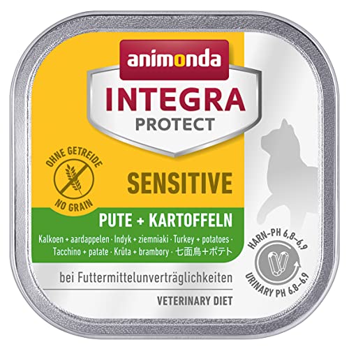 INTEGRA PROTECT in Schale, Nassfutter für erwachsene Katzen als Nahrungsergänzungsfutter für Sensitive Pute + Kartoffeln 100 g von Animonda Integra Protect