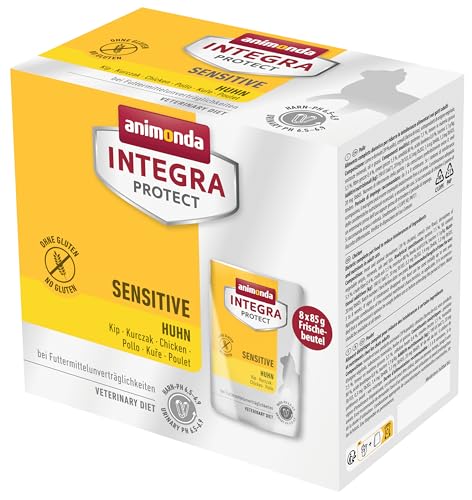 animonda INTEGRA PROTECT Katzenfutter nass Sensitive Huhn (8 x 85g), vom Tierarzt empfohlen bei Futtermittelallergie, mit Veterinären entwickeltes Diätalleinfutter für erwachsene Katzen von Animonda Integra Protect