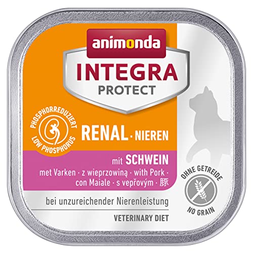 animonda INTEGRA PROTECT Katzenfutter nass Renal (Nieren) Schwein (16 x 100g), vom Tierarzt empfohlen bei Niereninsuffizienz, mit Veterinären entwickeltes Diätalleinfutter für erwachsene Katzen von Animonda Integra Protect