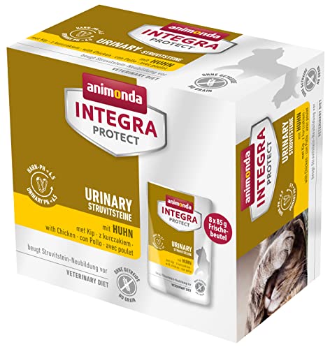 animonda INTEGRA PROTECT Katzenfutter nass Urinary Struvitstein mit Huhn (8 x 85g), vom Tierarzt empfohlen bei Harnsteinen, mit Veterinären entwickeltes Diätalleinfutter für erwachsene Katzen von Animonda Integra Protect