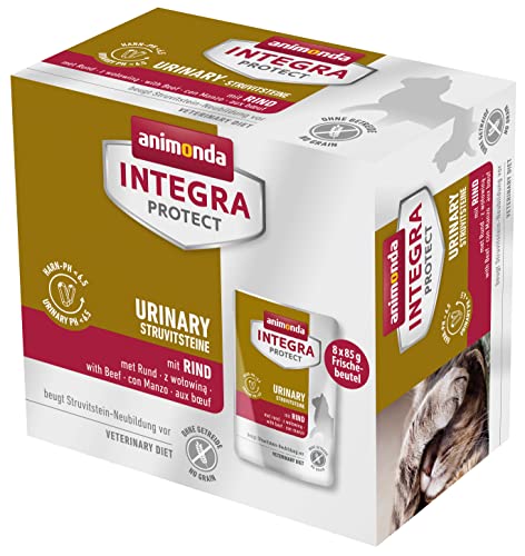 Animonda Integra Protect Adult Urinary Struvitstein, animonda Nassfutter Katze, hochwertiges Katzenfutter Nass getreidefrei, Diätfuttermittel für Katzen mit Harnsteinen, mit Rind, 8 x 85 g von Animonda Integra Protect