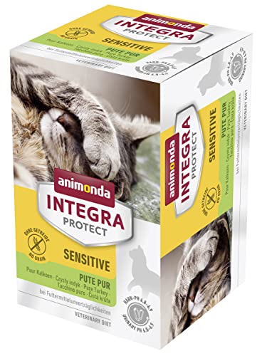 animonda INTEGRA PROTECT Katzenfutter nass Sensitive Pute (6 x 100g), vom Tierarzt empfohlen bei Futtermittelallergie, mit Veterinären entwickeltes Diätalleinfutter für erwachsene Katzen von Animonda Integra Protect