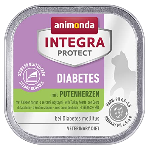 animonda INTEGRA PROTECT Katzenfutter nass Diabetes Putenherzen (16 x 100g), vom Tierarzt empfohlen bei Diabetes mellitus, mit Veterinären entwickeltes Diätalleinfutter für erwachsene Katzen von Animonda Integra Protect