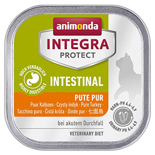 INTEGRA PROTECT Katzenfutter nass Intestinal Pute Pur (16 x 100 g), vom Tierarzt empfohlen bei Durchfall & Erbrechen, mit Veterinären entwickeltes Ergänzungsfutter für erwachsene Katzen von animonda von Animonda Integra Protect