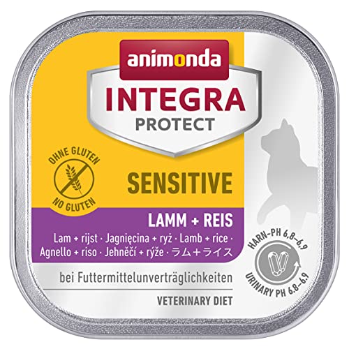 animonda INTEGRA PROTECT Katzenfutter nass Sensitive Lamm + Reis (16 x 100g), vom Tierarzt empfohlen bei Futtermittelallergie, mit Veterinären entwickeltes Diätalleinfutter für erwachsene Katzen von Animonda Integra Protect