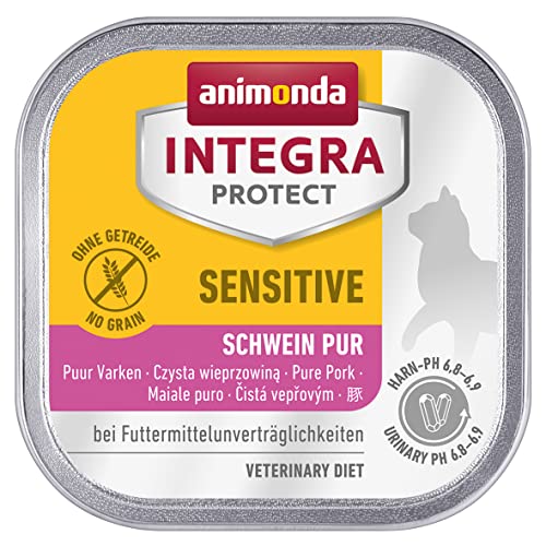 INTEGRA PROTECT Katzenfutter nass Sensitive Schwein Pur (16 x 100g), vom Tierarzt empfohlen bei Futtermittelallergie, mit Veterinären entwickeltes Ergänzungsfutter für erwachsene Katzen von animonda von Animonda Integra Protect