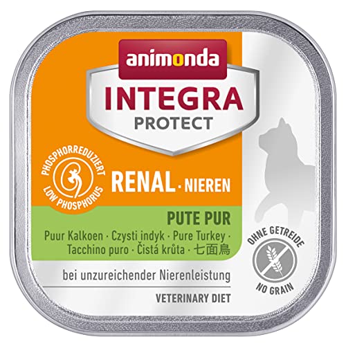 animonda INTEGRA PROTECT Katzenfutter nass Renal (Nieren) Pute pur (16 x 100g), vom Tierarzt empfohlen bei Niereninsuffizienz, mit Veterinären entwickeltes Diätalleinfutter für erwachsene Katzen von Animonda Integra Protect