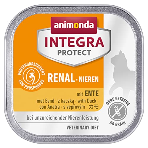 animonda INTEGRA PROTECT Katzenfutter nass Renal (Nieren) Ente (16 x 100g), vom Tierarzt empfohlen bei Niereninsuffizienz, mit Veterinären entwickeltes Diätalleinfutter für erwachsene Katzen von Animonda Integra Protect