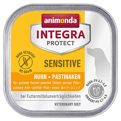 INTEGRA PROTECT Hundefutter nass Sensitive Huhn + Pastinaken (11 x 150 g), von Veterinären empfohlen, Hochwertiges Ergänzungs Nassfutter von animonda für erwachsene Hunde bei Futtermittelallergie von Animonda Integra Protect