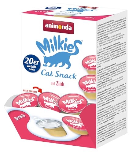 Animonda Milkies Katzen Milchsnacks, schmackhaft und leicht verdaulich, Katzensnacks in verschieden Geschmacksrichtungen für erwachsene Katzen und in nachhaltigen Packungsgrößen, ohne Soja und Zucker, 20er Beauty 20 x 15g (80 Cups) von animonda Milkies