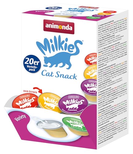 Milkies Katzensnack mit Milch - Mix Variety (4 x 20 Cups á 15 g), portinierte Milch Katzensnacks für erwachsene Katzen von animonda von animonda Milkies