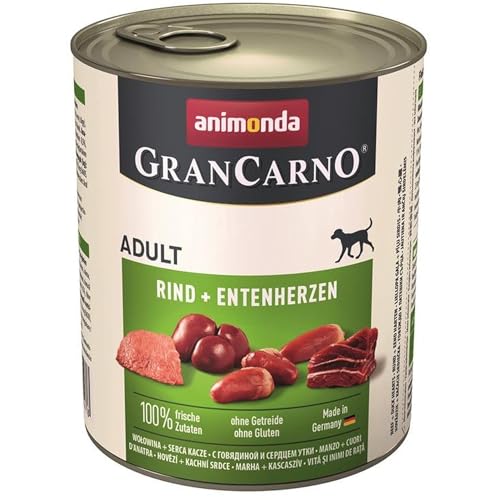 Animonda GranCarno Adult Rind & Entenherzen 800g - Sie erhalten 6 Packung/en; Packungsinhalt 0,8 kg von animonda Vom Feinsten