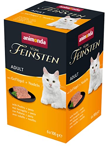 vom Feinsten Katzenfutter nass mit Geflügel + Nudeln (6 x 100g), Katzenfutter nass ohne Getreide und Zucker von animonda, mitfrischen, fleischlichen Zutaten von animonda Vom Feinsten