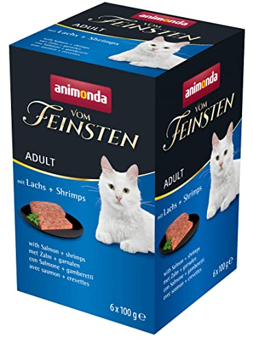 vom Feinsten Katzenfutter nass mit Lachs + Shrimps (6 x 100g), Katzenfutter nass ohne Getreide und Zucker von animonda, mitfrischen, fleischlichen Zutaten von animonda Vom Feinsten