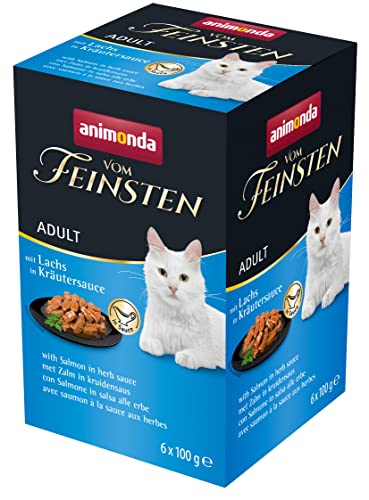 vom Feinsten Katzenfutter nass mit Lachs in Kräutersauce (6 x 100g), Katzenfutter nass ohne Getreide und Zucker von animonda, mitfrischen, fleischlichen Zutaten von animonda Vom Feinsten