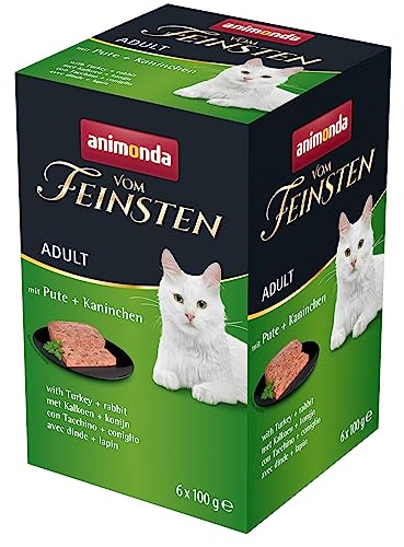 vom Feinsten Katzenfutter nass mit Pute + Kaninchen (6 x 100g), Katzenfutter nass ohne Getreide und Zucker von animonda, mitfrischen, fleischlichen Zutaten von animonda Vom Feinsten