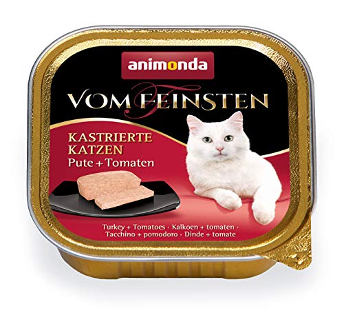 Animonda vom feinsten Nassfutter Katze Adult - mit kastrierte Katzen Pute + Tomate 32 x 100g - hochwertiges premiere Katzenfutter Nass getreidefrei - Katzen Futter Katze Katzen Nassfutter für Katzen von animonda Vom Feinsten