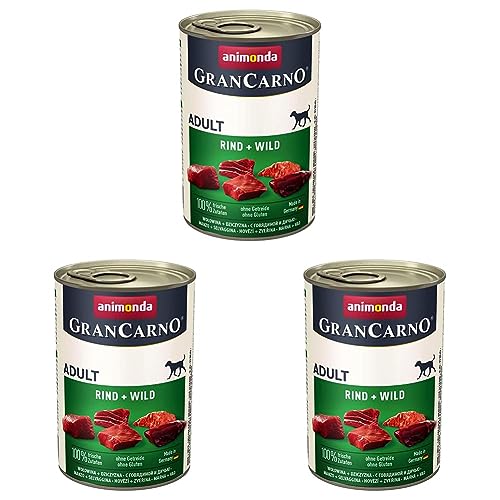 animonda Gran Carno Adult Hundefutter, Nassfutter für Erwachsene Hunde, Rind + Wild, 6 x 400 g (Packung mit 3) von animonda Vom Feinsten