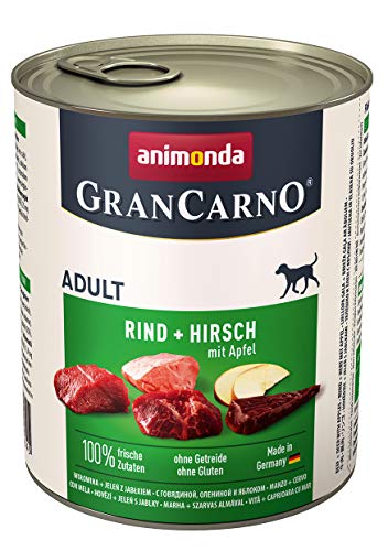 animonda Gran Carno adult Hundefutter, Nassfutter für erwachsene Hunde, Rind + Hirsch mit Apfel, 6 x 800 g von animonda Vom Feinsten
