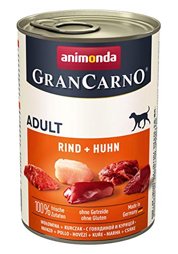 animonda GranCarno Adult Hundefutter nass, Nassfutter für Erwachsene Hunde, Rind + Huhn, 6 x 400g von Grancarno