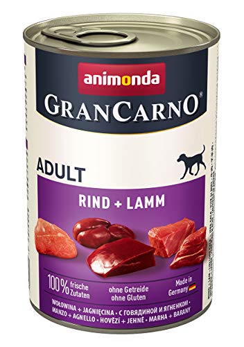 GranCarno Hunde Nassfutter mit Rind + Lamm (6 x 400 g), Hundefutter nass ohne Getreide und Zucker von animonda, für ausgewachsene Hunde, mit frischen fleischlichen Zutaten von Grancarno