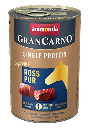 GranCarno Hunde Nassfutter Single Protein Ross pur (6 x 400g), Hundefutter nass ohne Getreide und Zucker von animonda, für ausgewachsene Hunde, mit frischen fleischlichen Zutaten von Grancarno