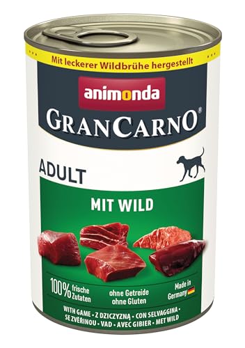 GranCarno Hunde Nassfutter mit Wild (6 x 400 g), Hundefutter nass ohne Getreide und Zucker von animonda, für ausgewachsene Hunde, mit frischen fleischlichen Zutaten von Grancarno